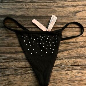 Victoria's Secret Black Panties with Rhinestones NEVER WORN